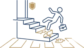 Person falling on broken staircase illustration