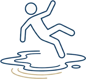 Person slipping and falling on wet floor illustration